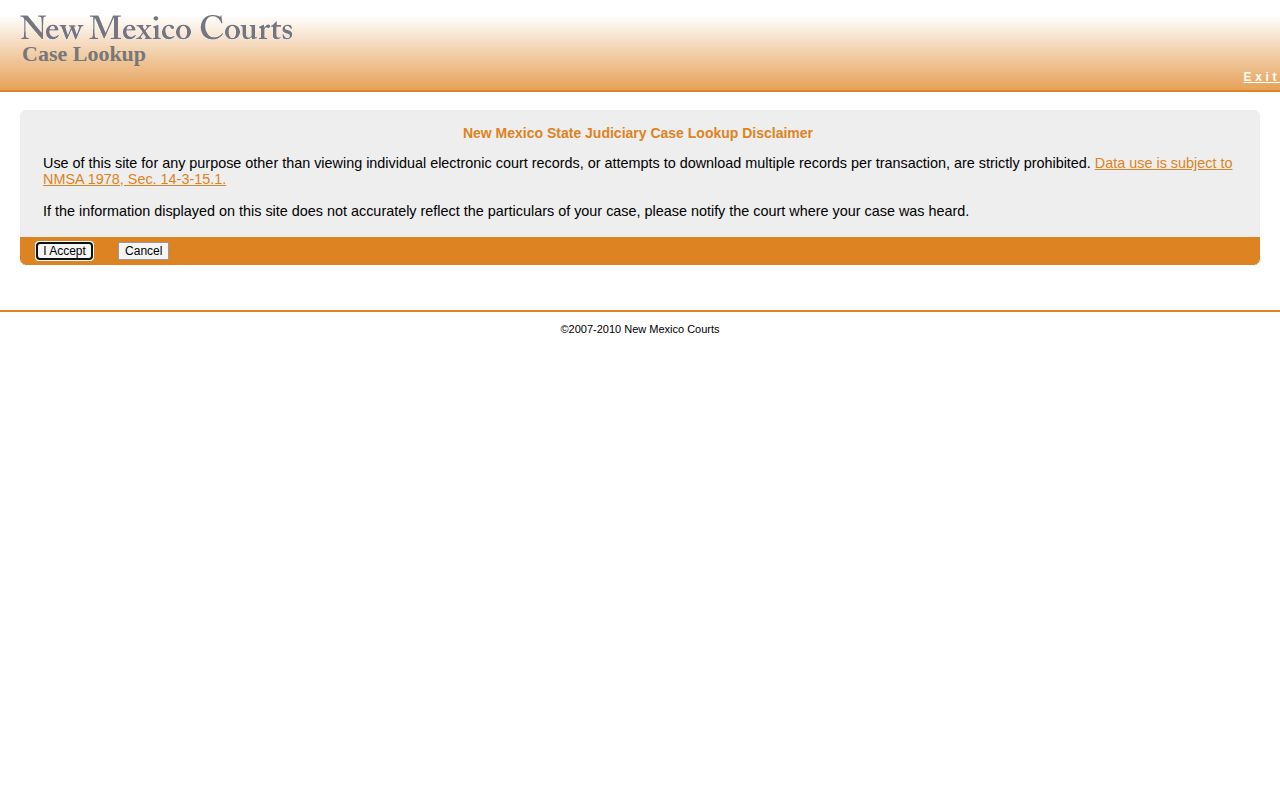 Quay County release record search in New Mexico Courts Case Lookup