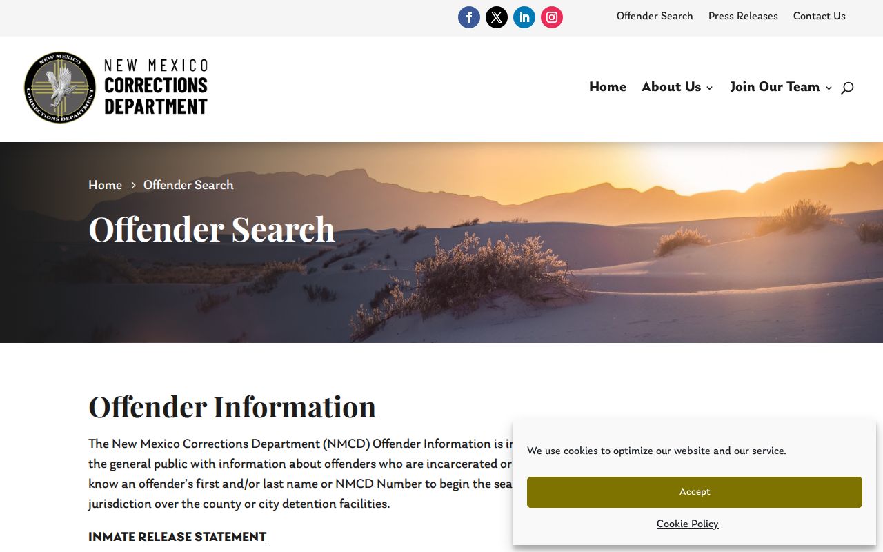 NMCD offender search guidance for Quay County released inmates