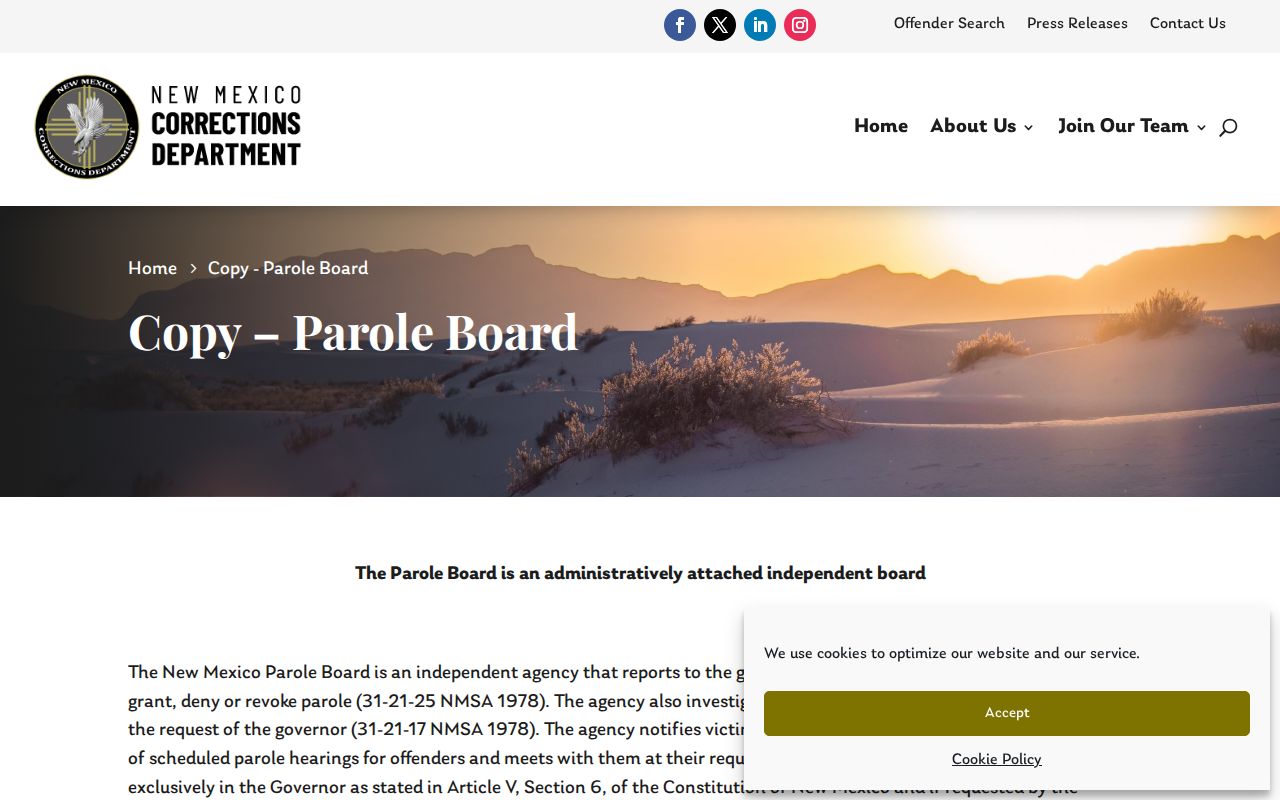 New Mexico Adult Parole Board records source for Quay County parole release decisions