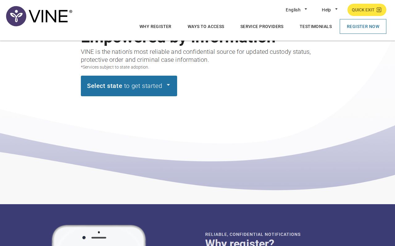 Quay County VINELink inmate check state selection and release search entry